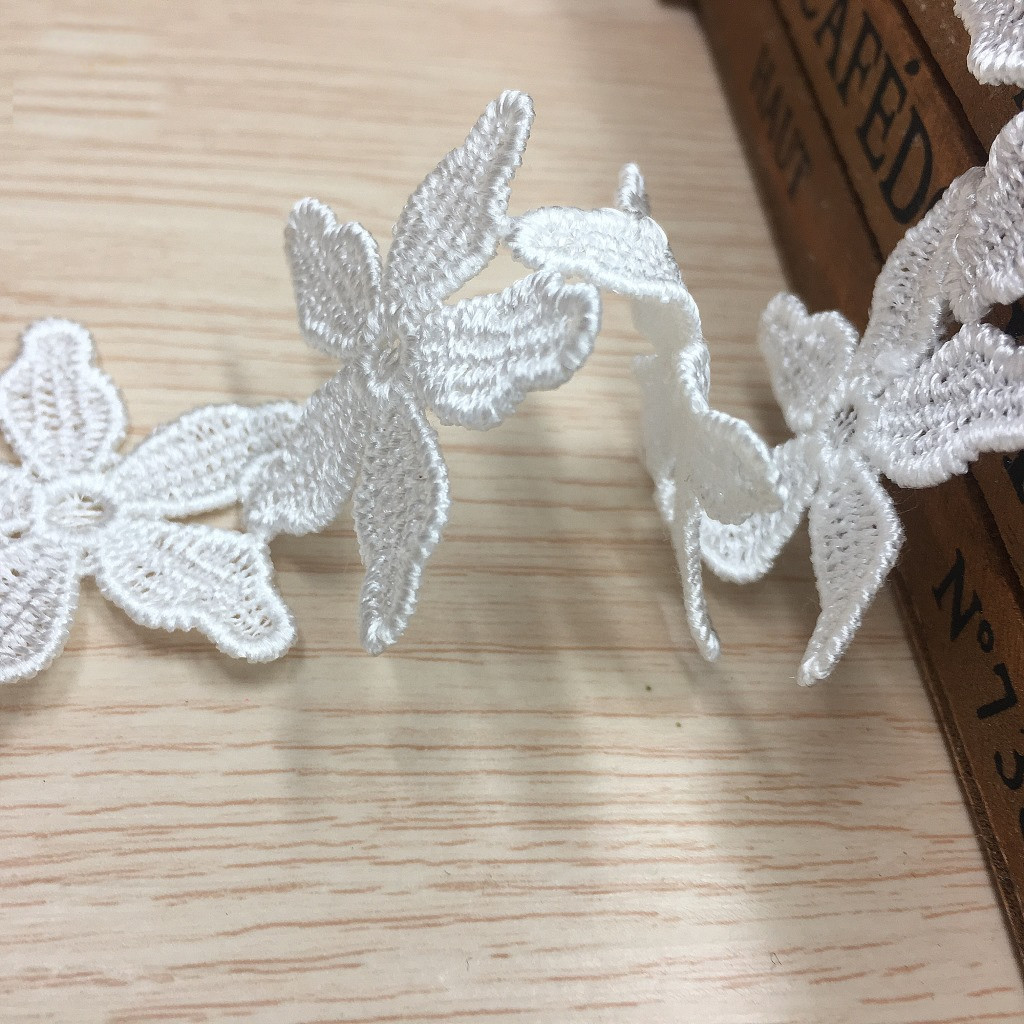 Embroidered Five-leaf Flower O - Lace Ribbon Trim avaliação e preço
