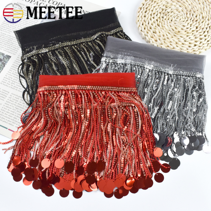 1/2/5Yards 16cm Sequin Tassel  - Beaded Trim Fringe avaliação e preço