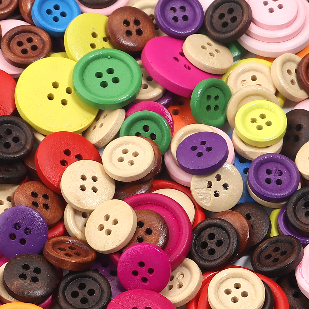 50Pcs Wooden Buttons Natural C - Embellishments For Scrapbooking avaliação e preço