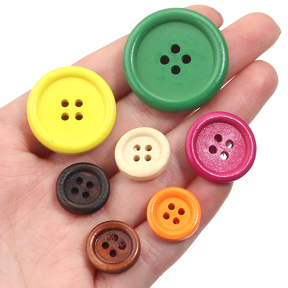 50Pcs Wooden Buttons Natural C - Embellishments For Scrapbooking avaliação e preço