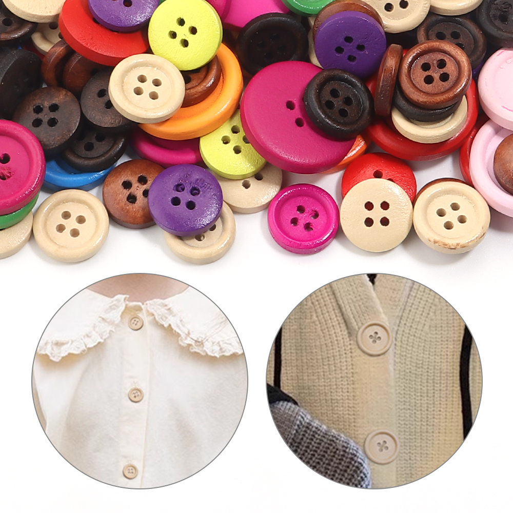 50Pcs Wooden Buttons Natural C - Embellishments For Scrapbooking avaliação e preço