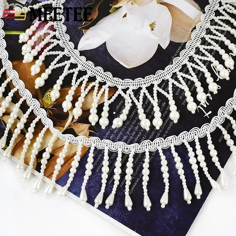 1/2Yards Pearl Beaded Tassel F - Fringe Ribbon Sewing avaliação e preço