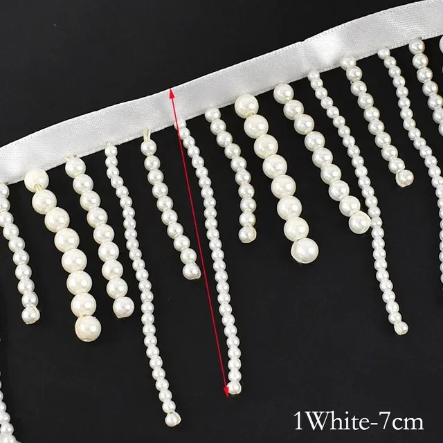 1/2Yards Pearl Beaded Tassel F - Fringe Ribbon Sewing avaliação e preço