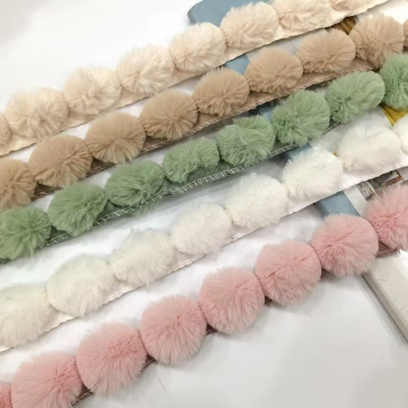 3cm Faux Rabbit Fur Pom Pom Ba - Fringe Ribbon Sewing avaliação e preço