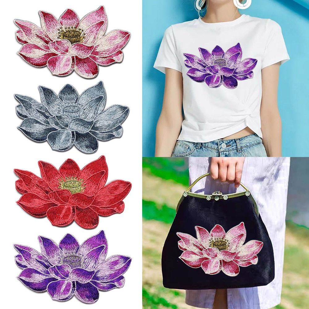 Soft Lotus Flower Patch Embroi - Applique Patch Flower avaliação e preço