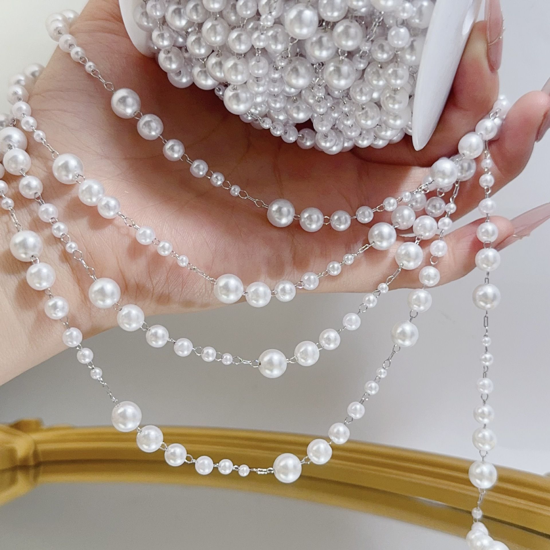 3-8mm Pearl Copper Chain, Anci - Beaded Trim Fringe avaliação e preço
