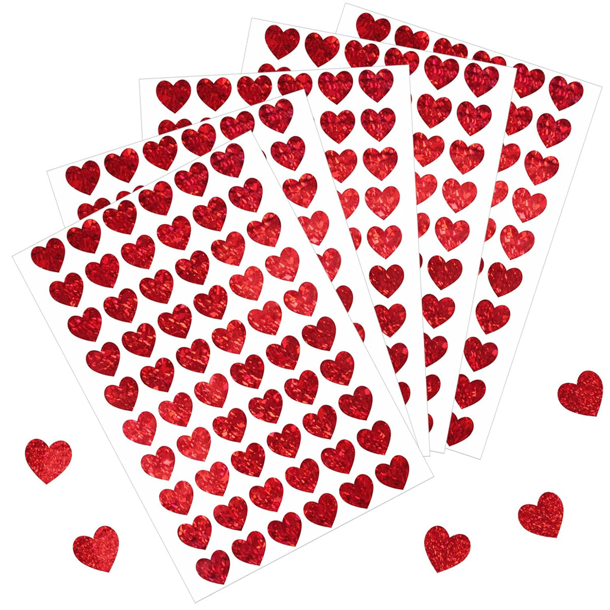 600 Pcs Red Heart Stickers, Sm - Glitter Vinyl Roll avaliação e preço