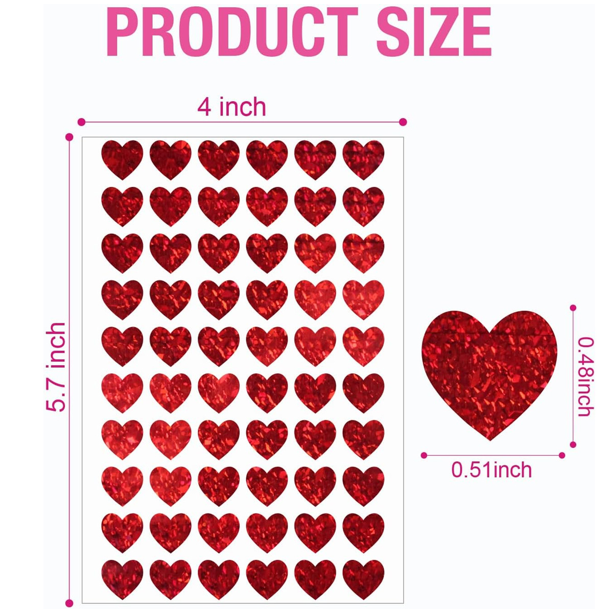 600 Pcs Red Heart Stickers, Sm - Glitter Vinyl Roll avaliação e preço