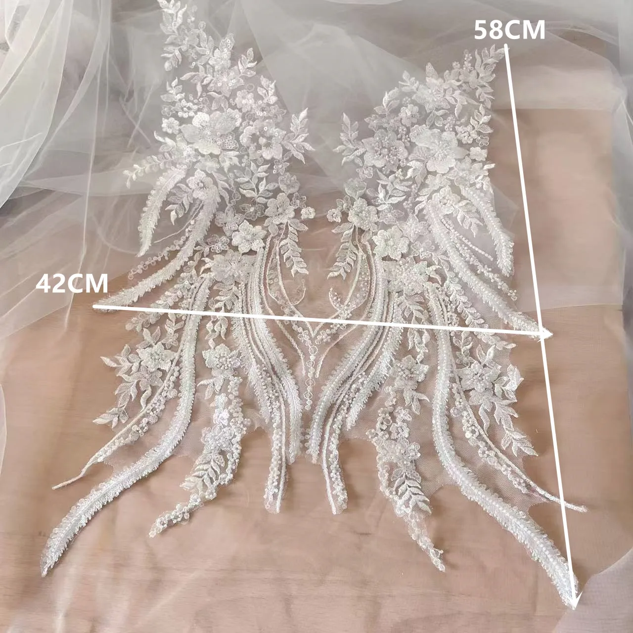 New Beaded Sequins Lace Mirror - Applique Patch Flower avaliação e preço
