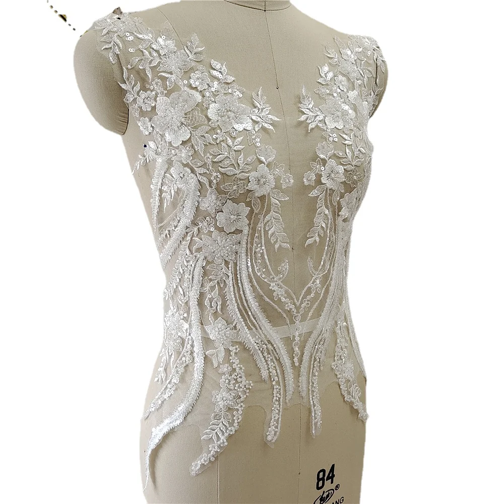 New Beaded Sequins Lace Mirror - Applique Patch Flower avaliação e preço