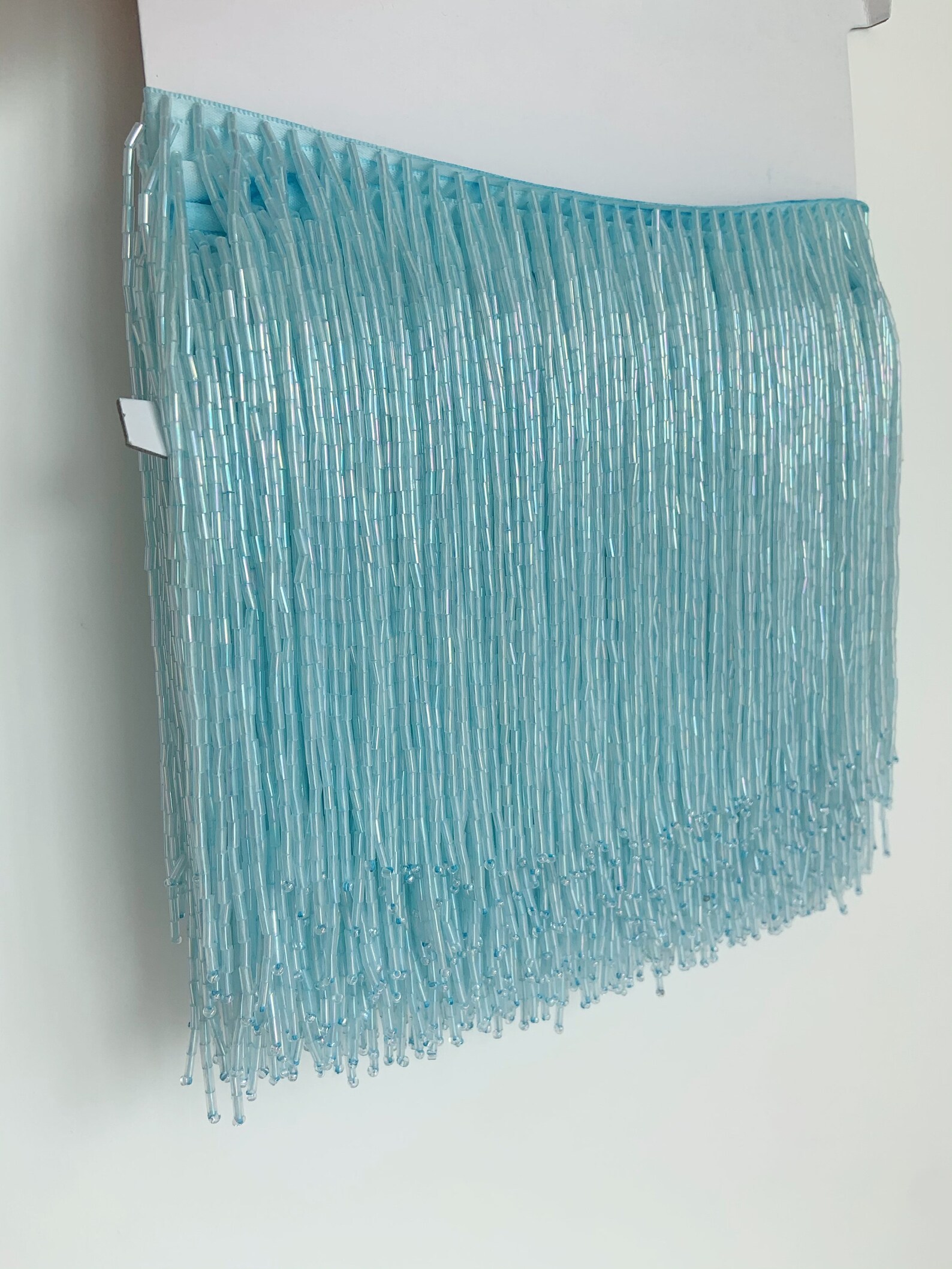 1 Yard Light Blue Bead Fringe  - Beaded Trim Fringe avaliação e preço