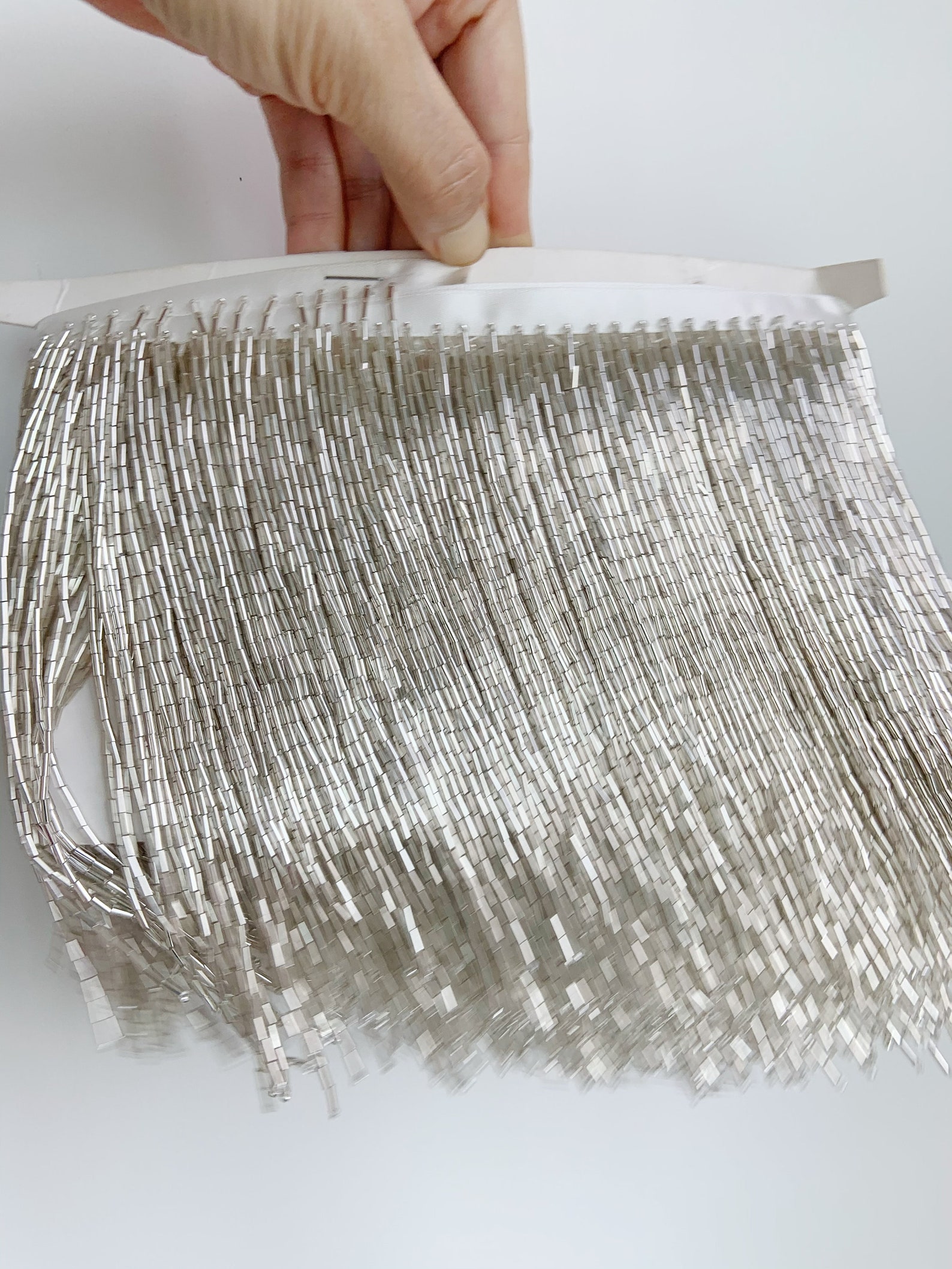 1 Yard Light Blue Bead Fringe  - Beaded Trim Fringe avaliação e preço