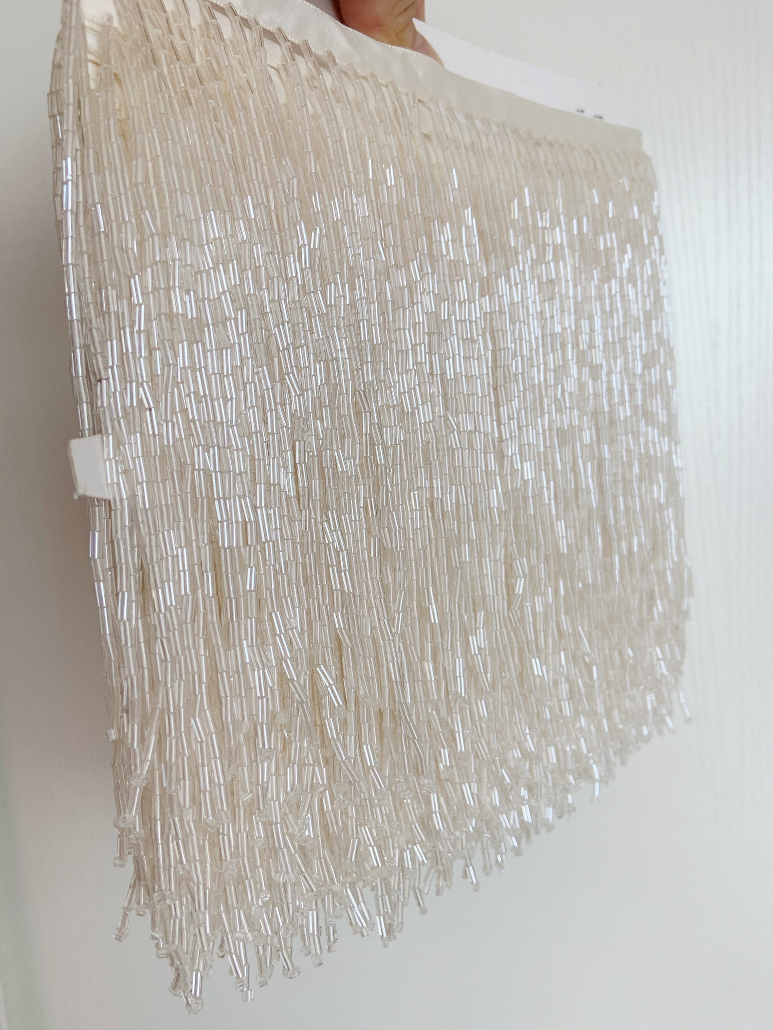 1 Yard Light Blue Bead Fringe  - Beaded Trim Fringe avaliação e preço