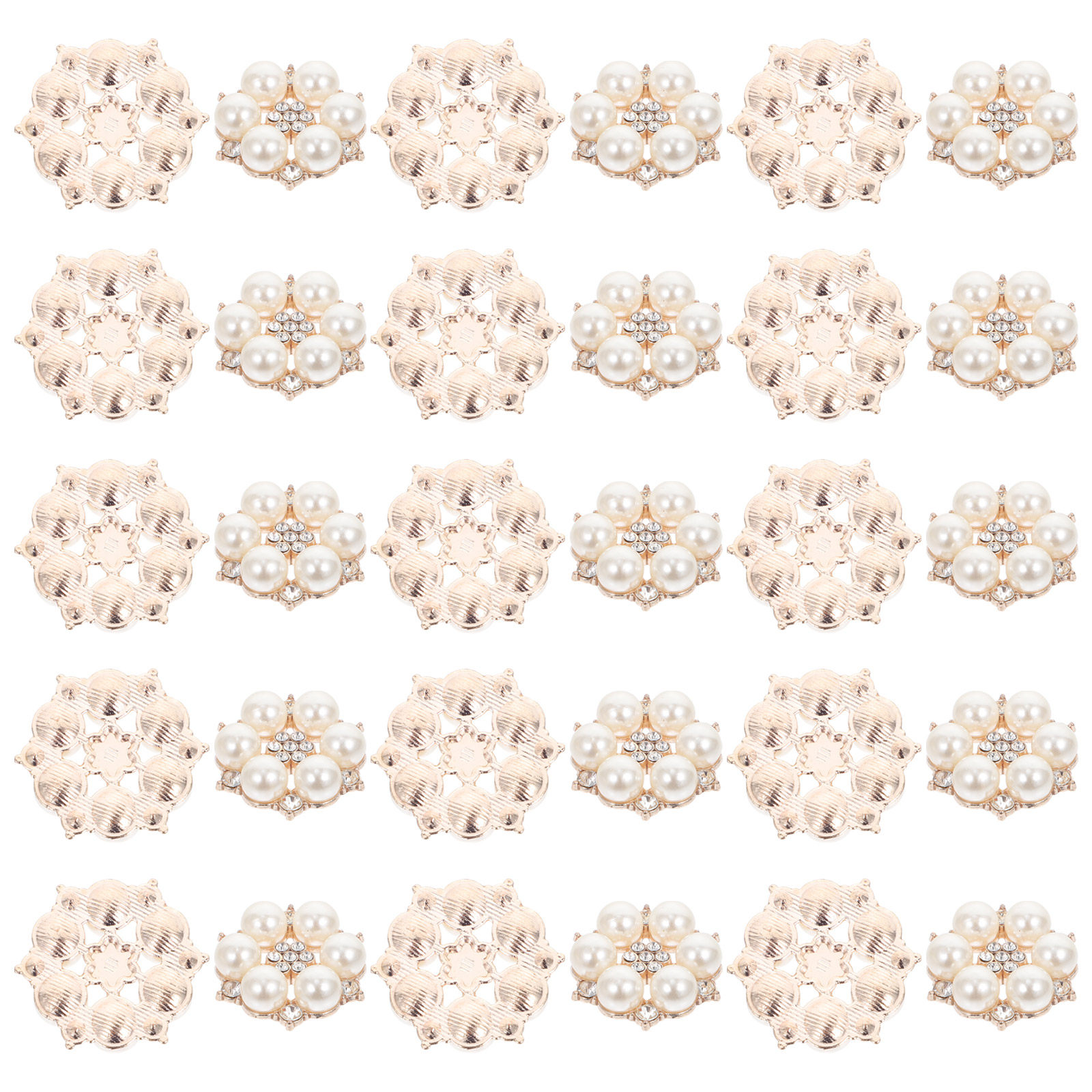30Pcs Pearl Flower Buttons DIY - Embellish Craft avaliação e preço