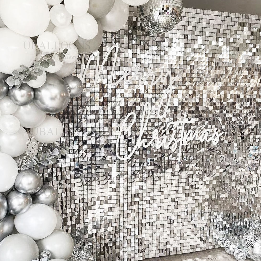 Silver Sequin Wall Backdrop Pa - Sequin Fabric Panel avaliação e preço